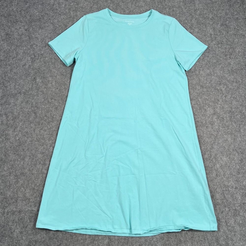 Eileen Fisher Aqua Blue Organic Cotton T-Shirt Mini Dress Women's‎ Size Medium